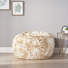 Modern Glam Shag Fur 3 Foot Bean Bag - Bengal Beige
