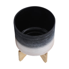 8/10" Planter on Wooden Stand - Gray