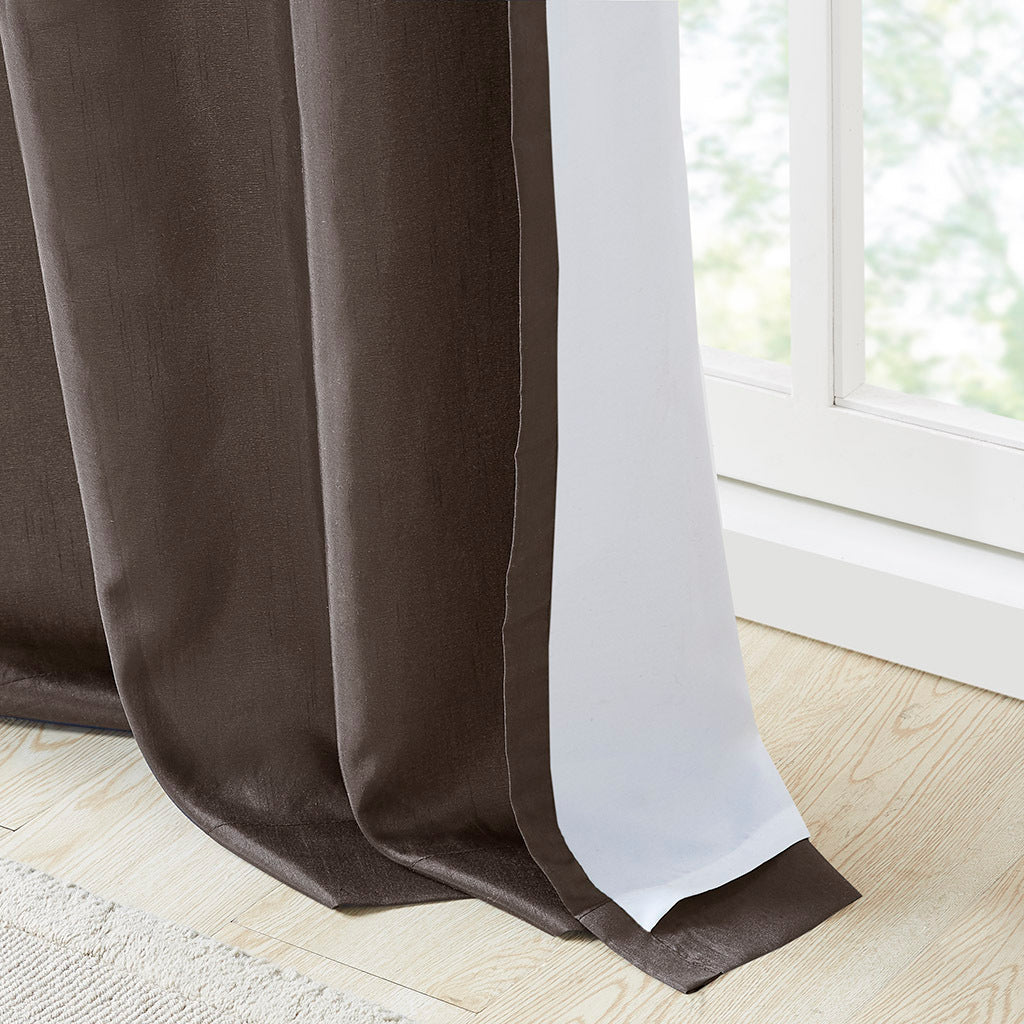 Embroidered Curtain Panel - Blue/ Brown