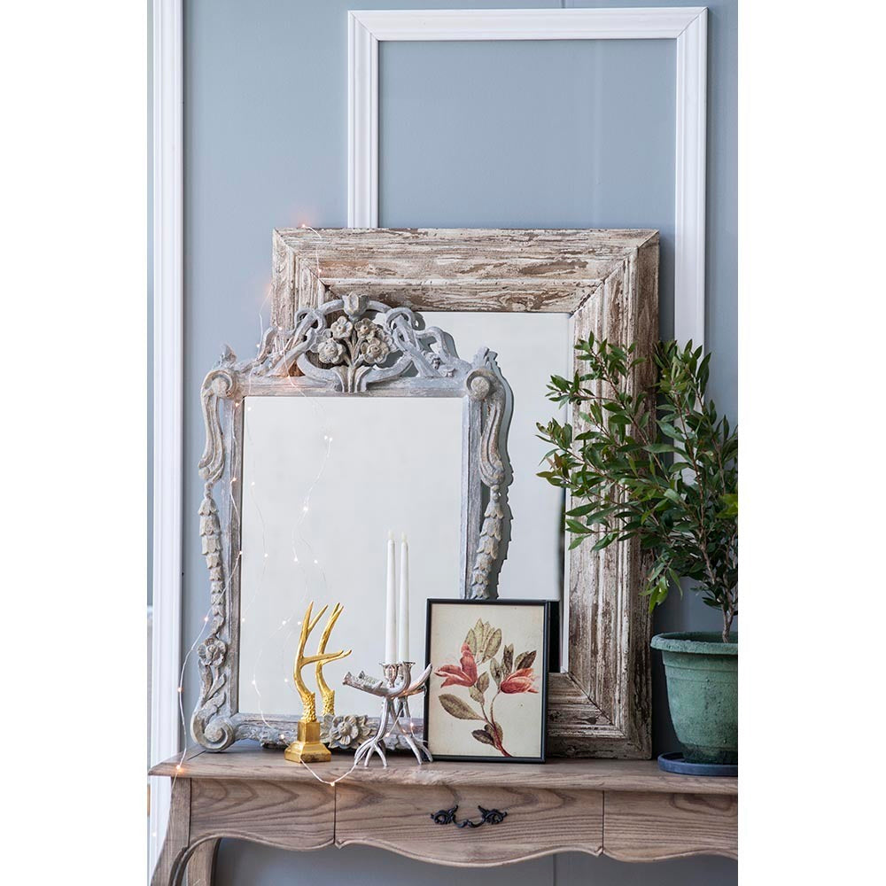 Rectangle Wall Accent Mirror with Distressed Wood Frame 30x2x39"