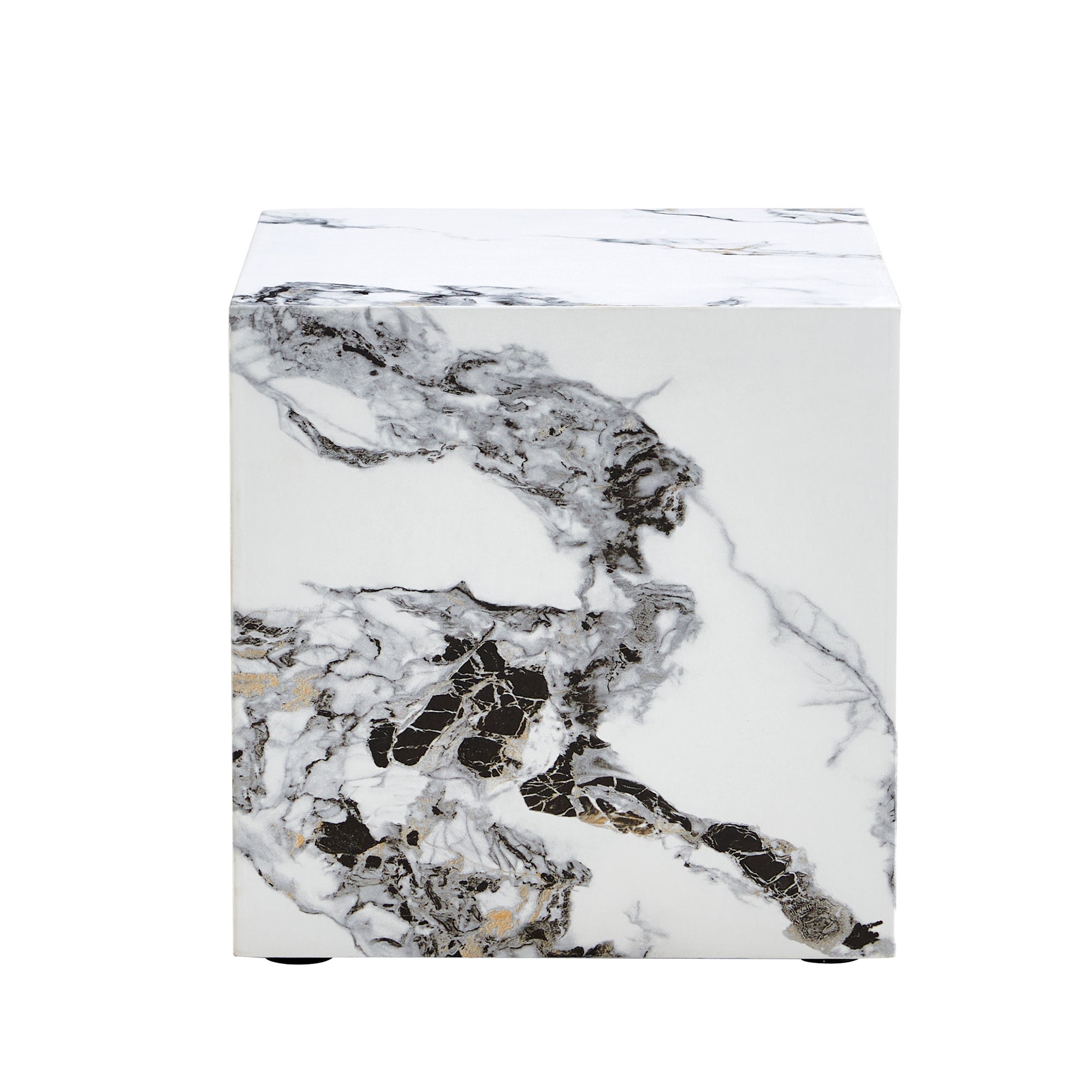 Modern Cube Design Side Table - White