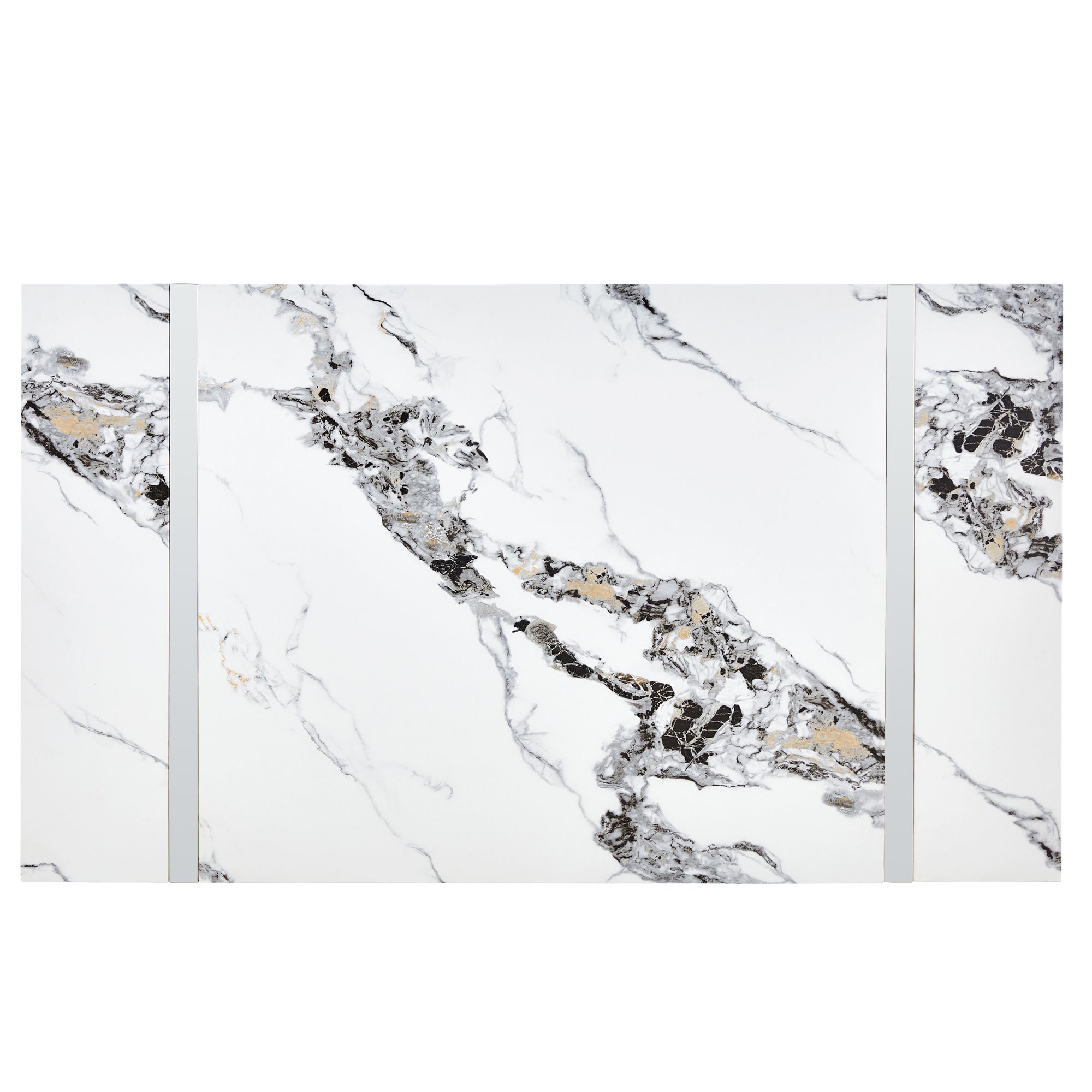 Dining Table Chairs Set for 4, Rectangular Dining Room Table Set, Faux Marble Modern Dining Table & Leather Chairs for Kitchen Dining Room, White