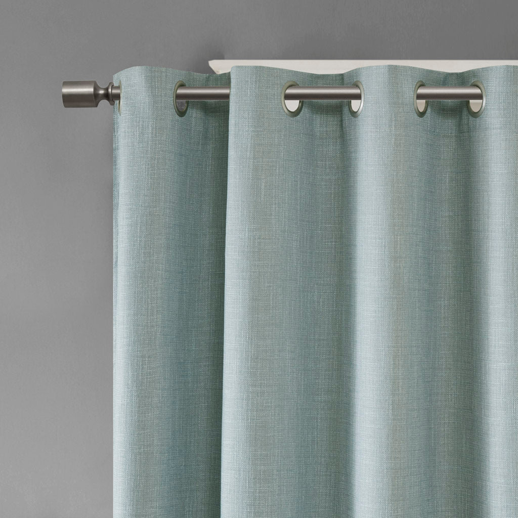 50x84"  Printed Heathered Blackout Grommet Top Curtain Panel - Seafoam