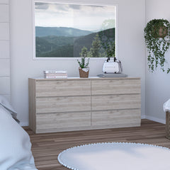 6 Drawer Double Dresser - Light Gray