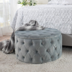 Elegant Light Grey Velvet Ottoman