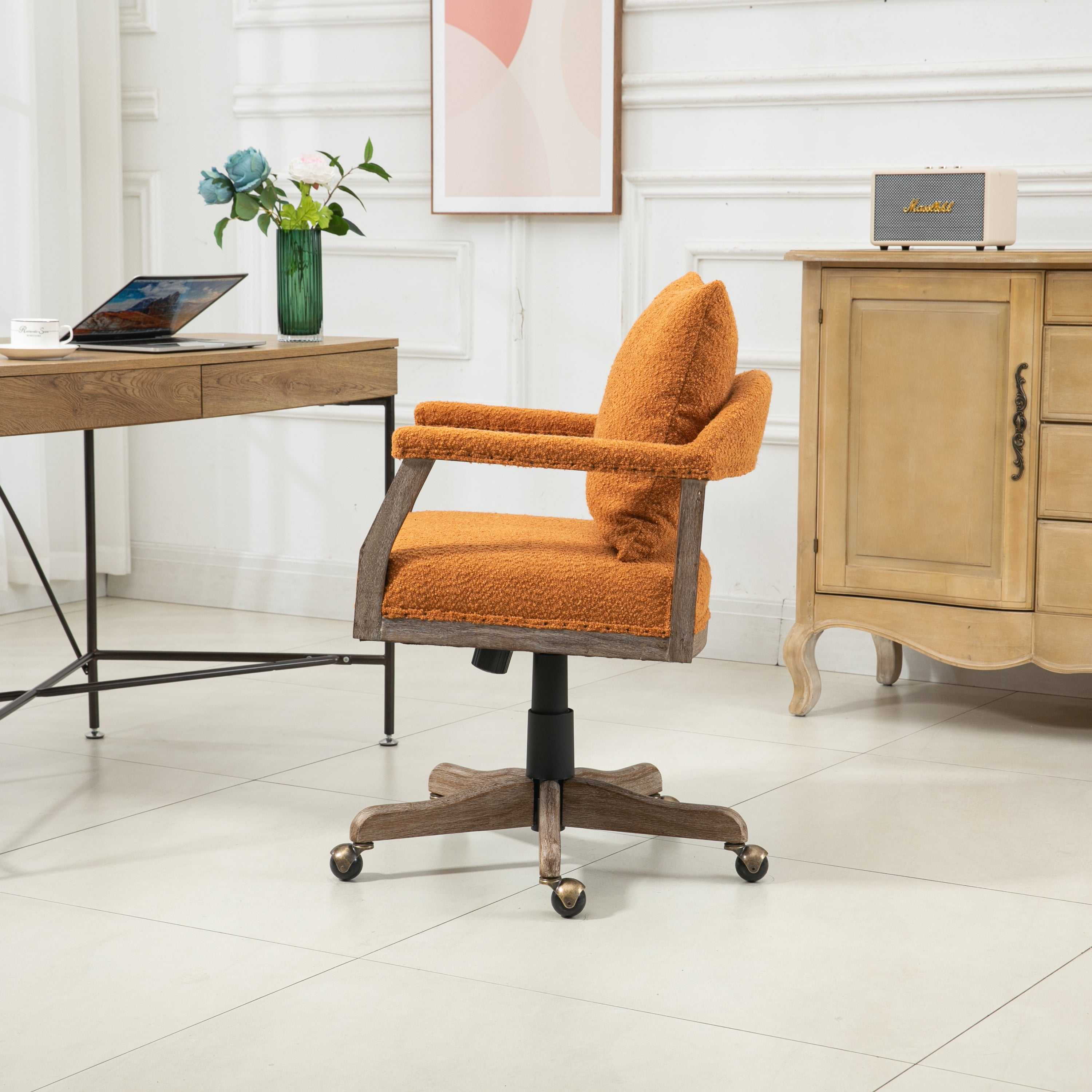 Chair Office Chair Adjustable Swivel Chair Fabric Seat Home Study Chair - Orange