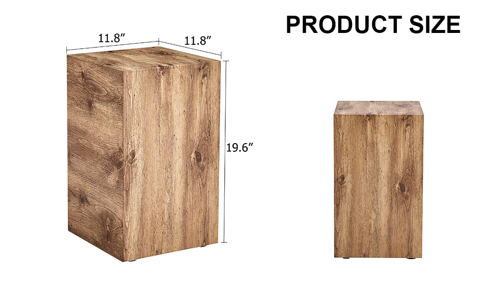 Rustic Minimalist Cube Side Table - Wood