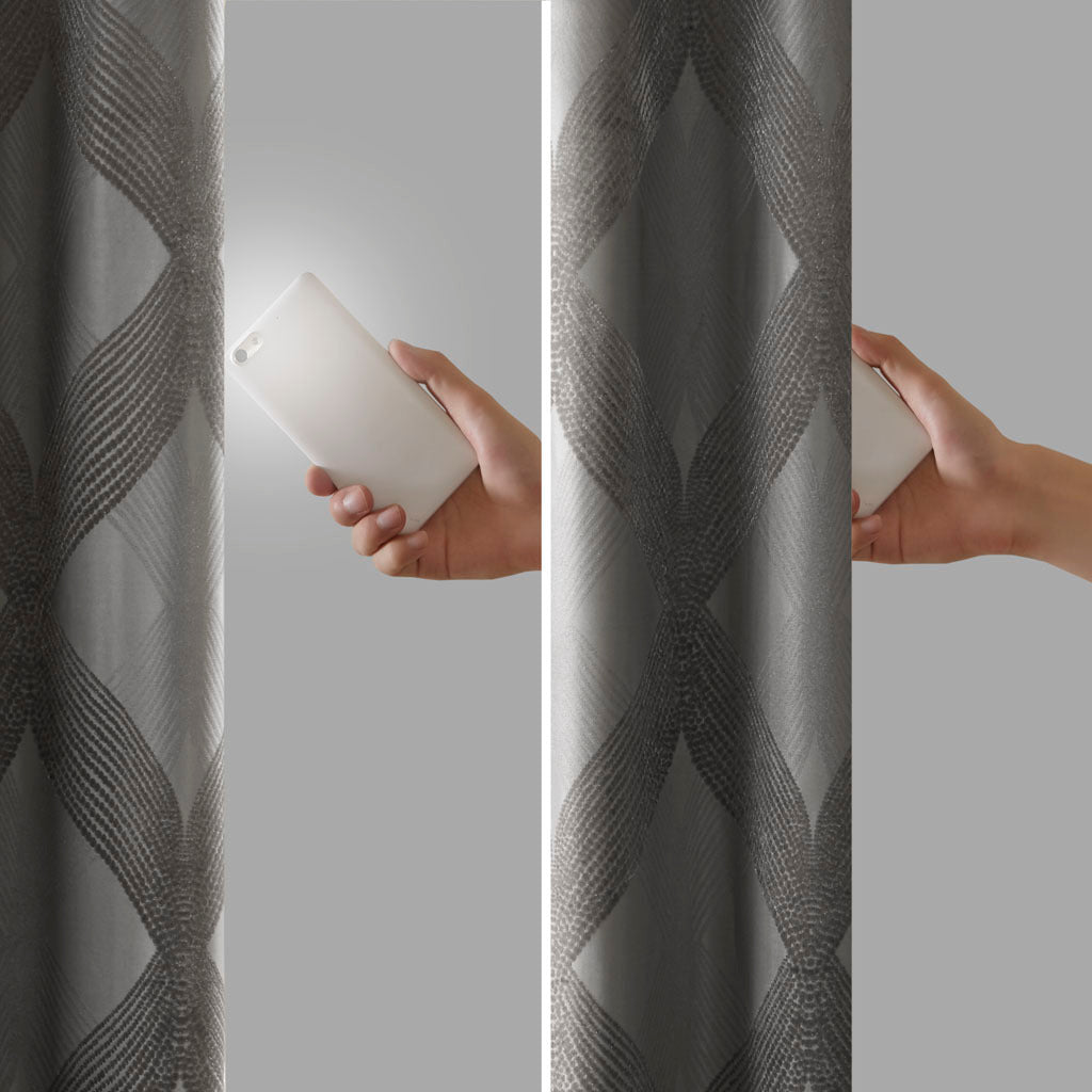 50x95" Ogee Knitted Jacquard Total Blackout Curtain Panel - Charcoal (1 panel only)