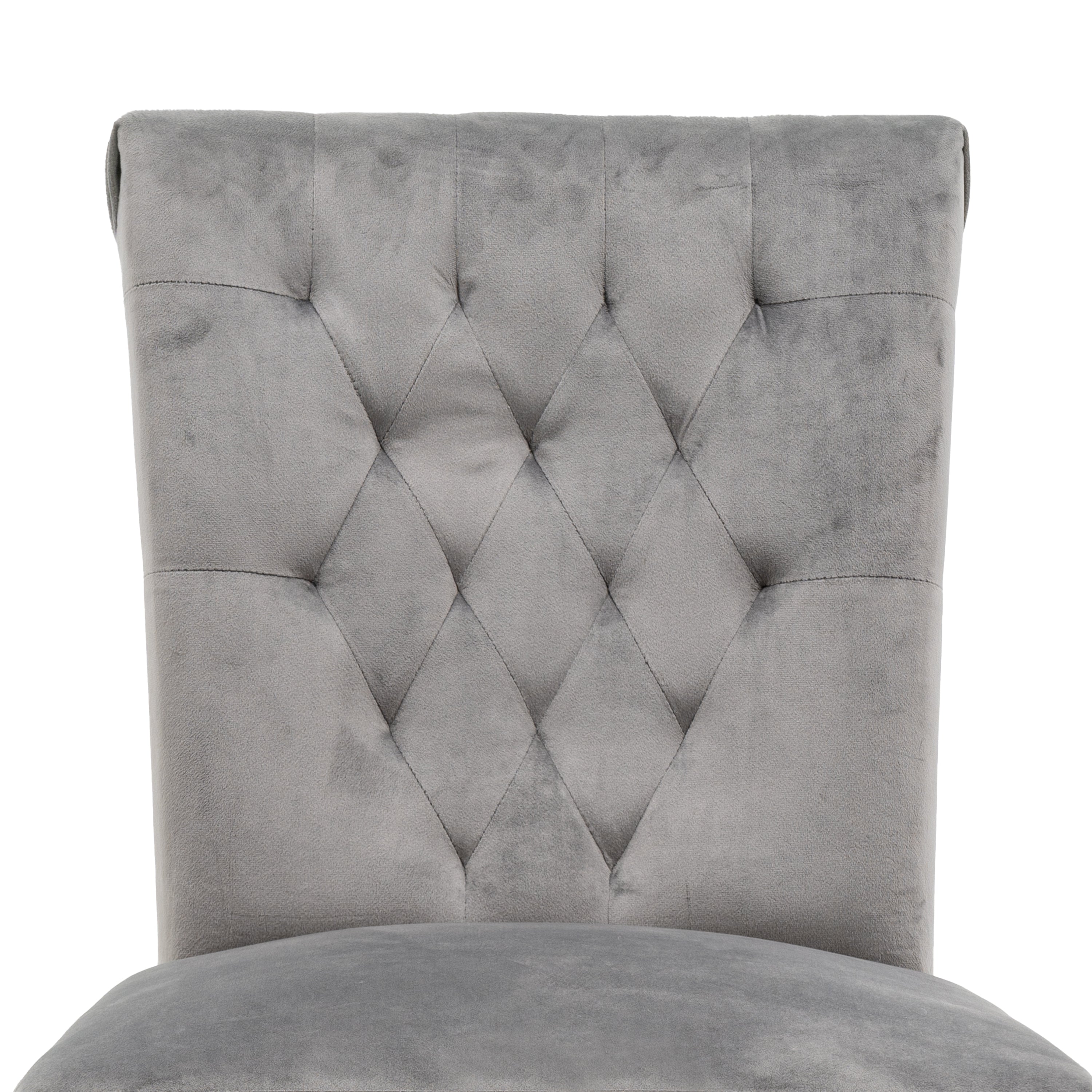 Velvet Dining Chair Set Tufted Heigh Back with Solid Wood Frame Accent Chairs (Set of 2) - Gray