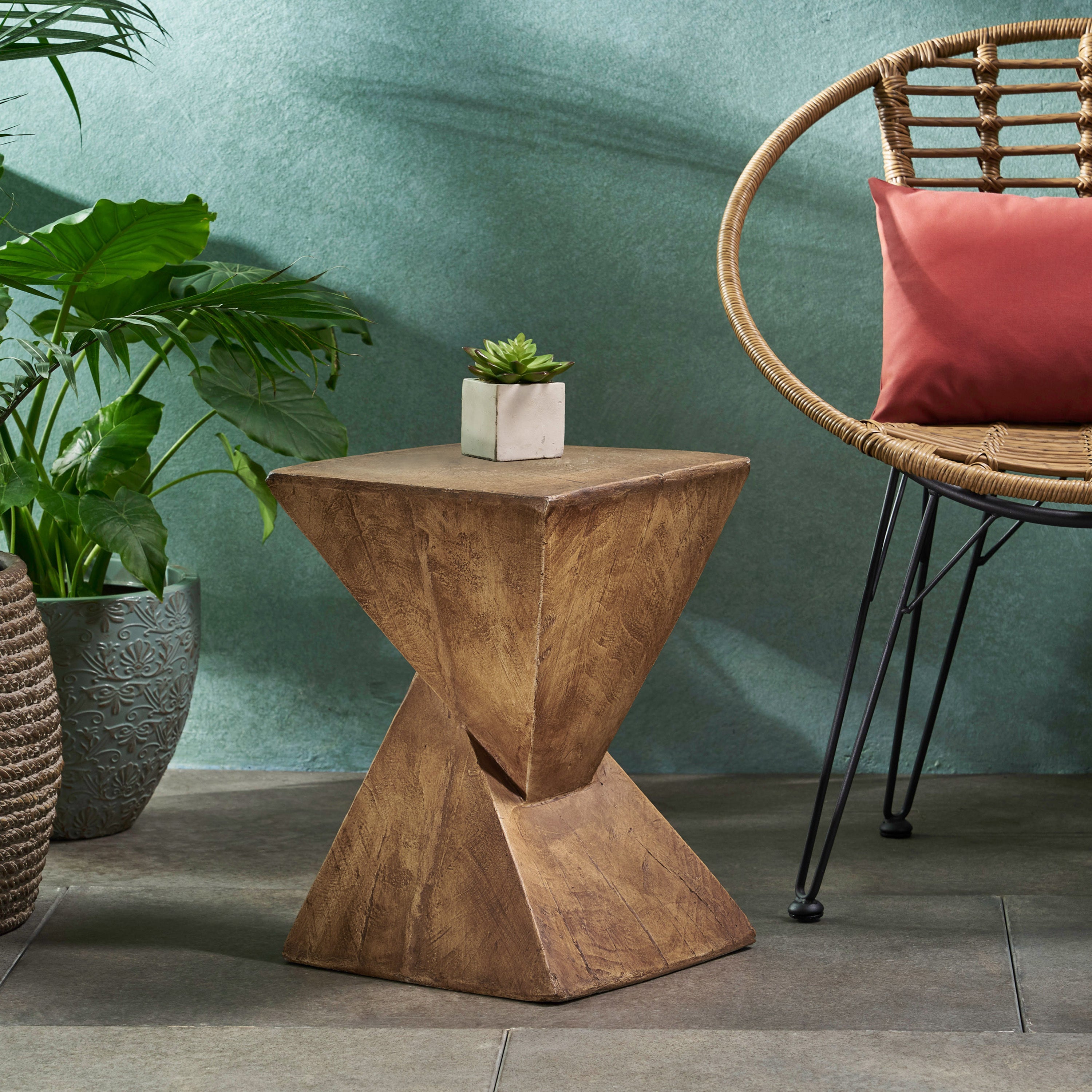 Modern Hourglass Side Table - Natural