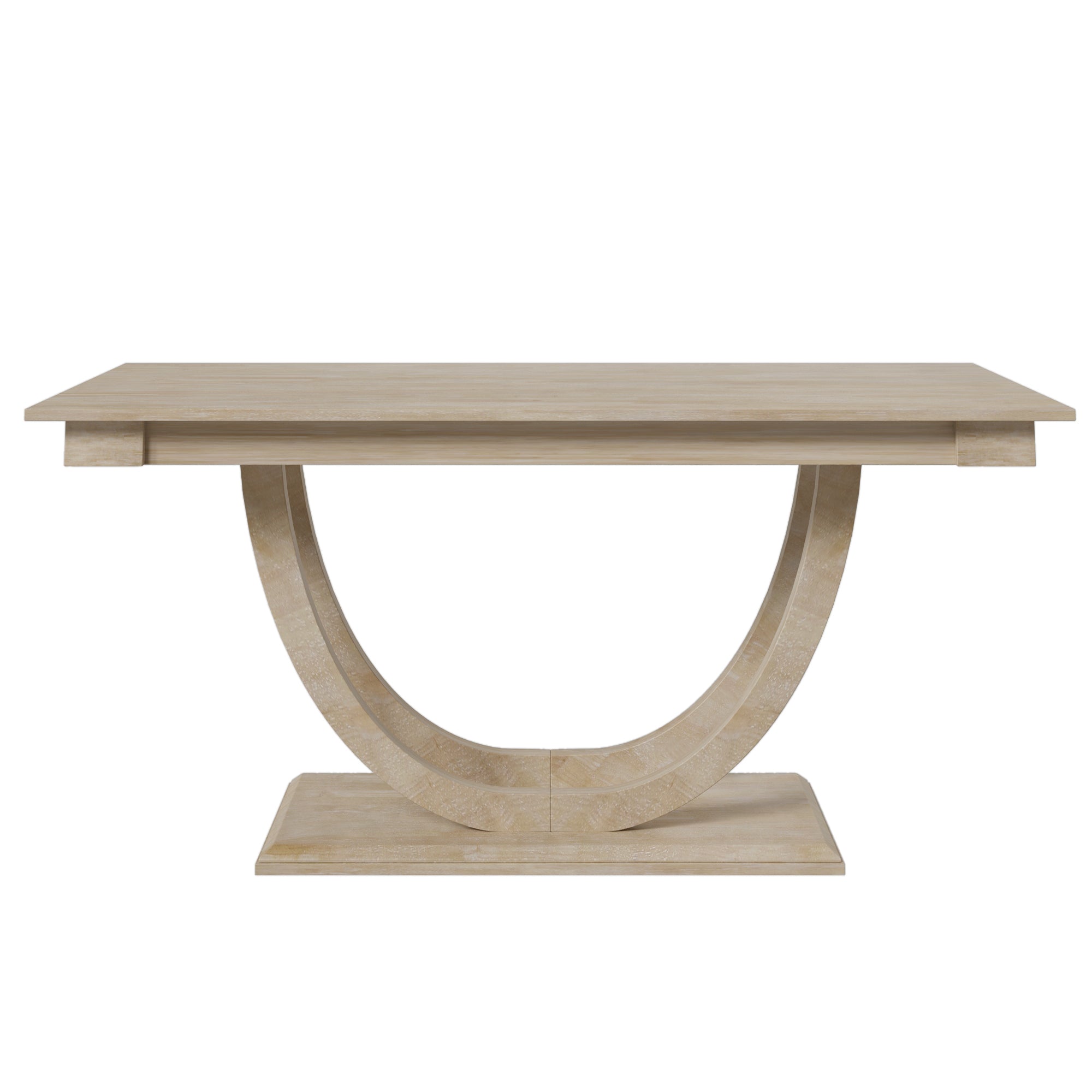 Modern Style 6-Piece Wood Half Round Dining Table Set with Long Bench and 4 Dining Chairs - Natural