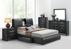 Modern Eastern King Bed - Black PU