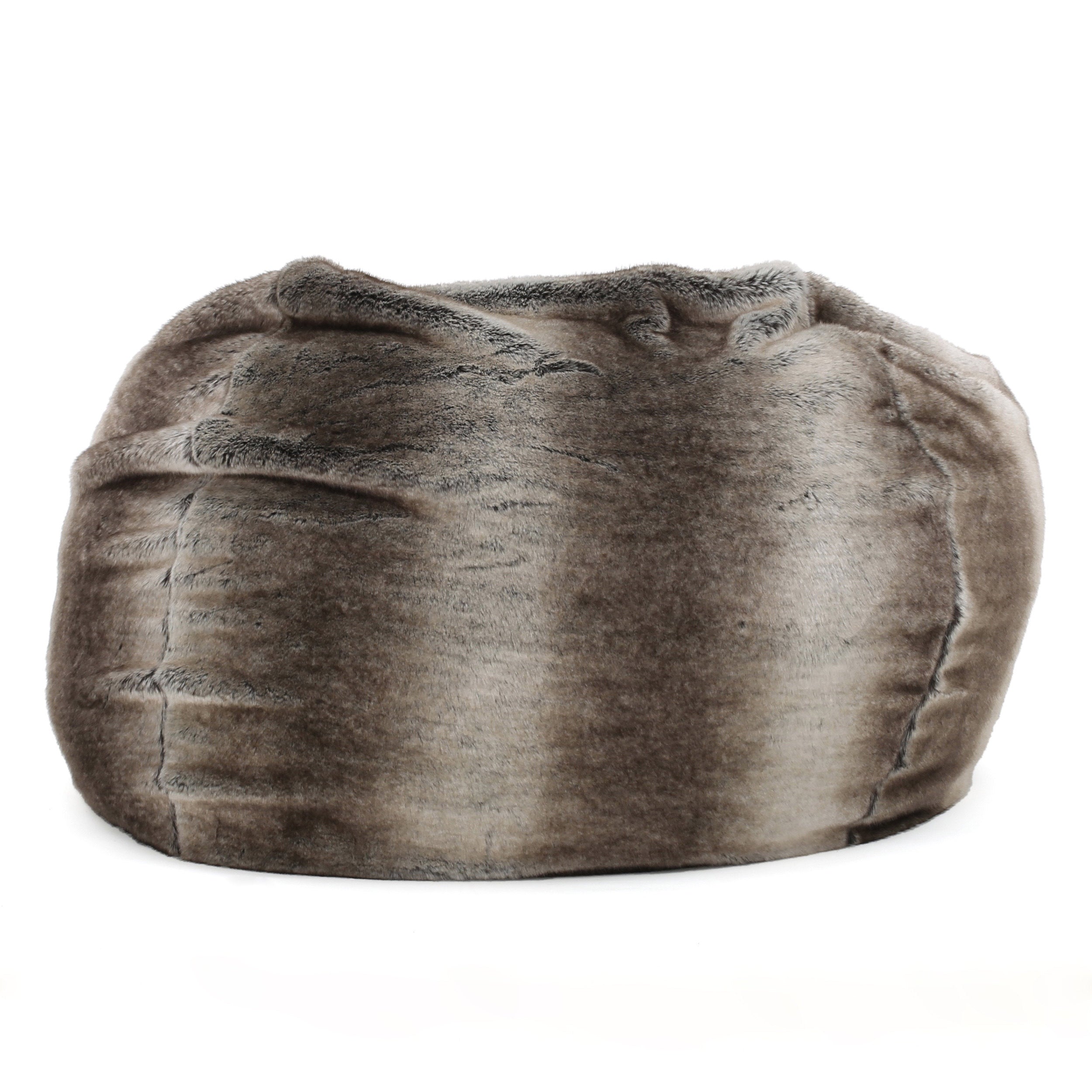 Modern Glam Faux Fur 3 Foot Bean Bag - Grey Taupe
