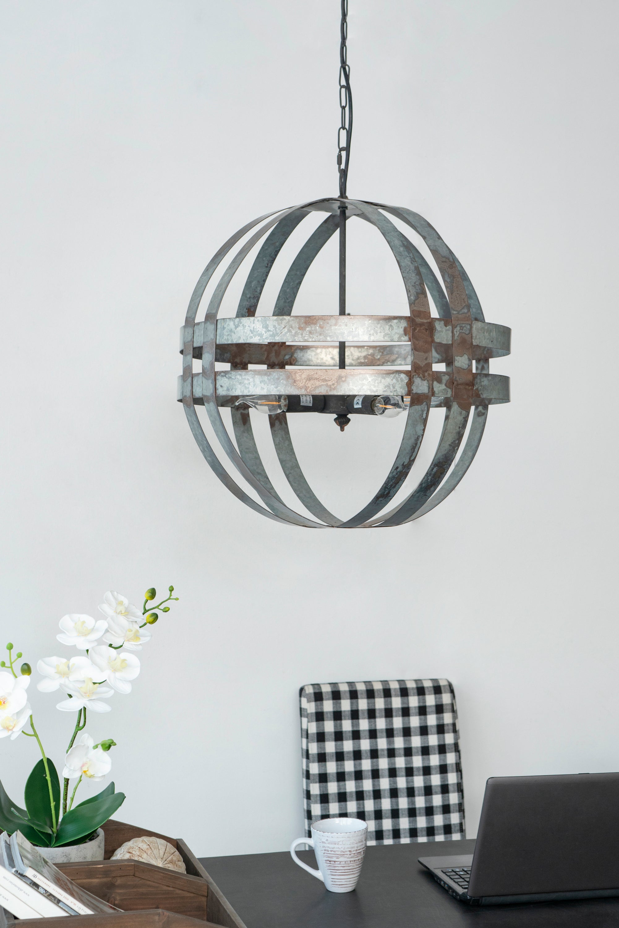 Urban 4-Light Galvanized Chandelier - Grey