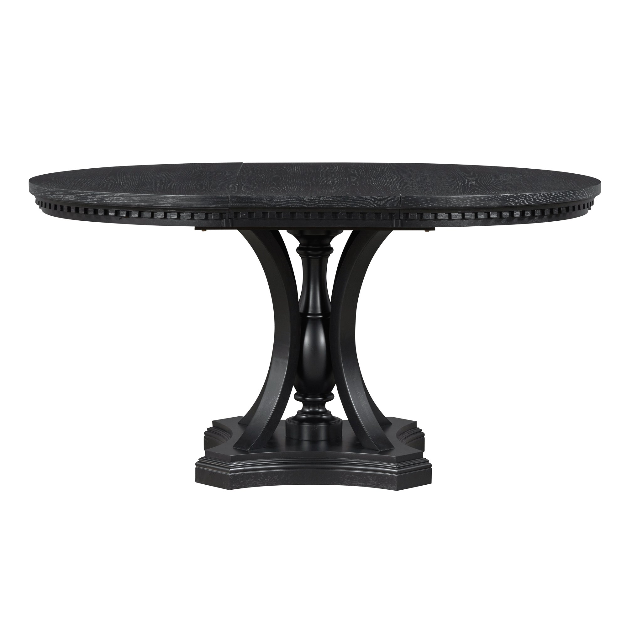 5-piece Dining Set Extendable Round Table and 4 Chairs for Kitchen Dining Room - Black Oak