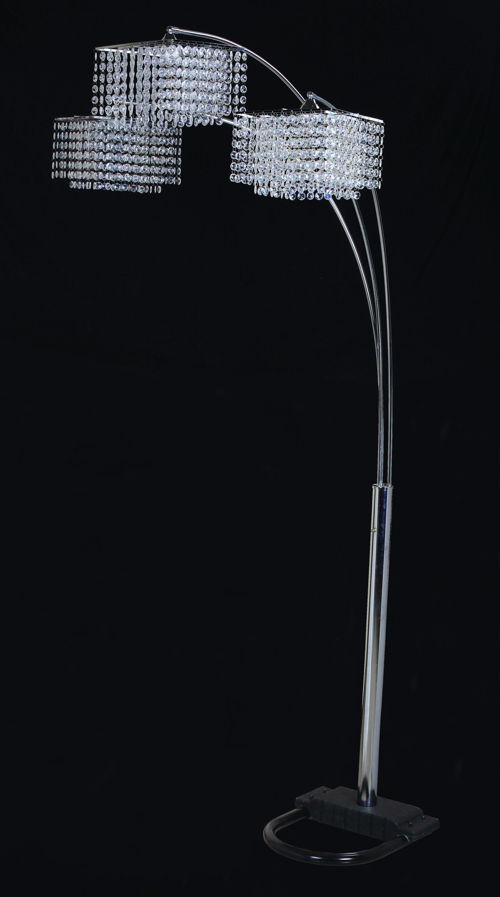 84"H 3-Shade Crystal inpired Arch Floor Lamp