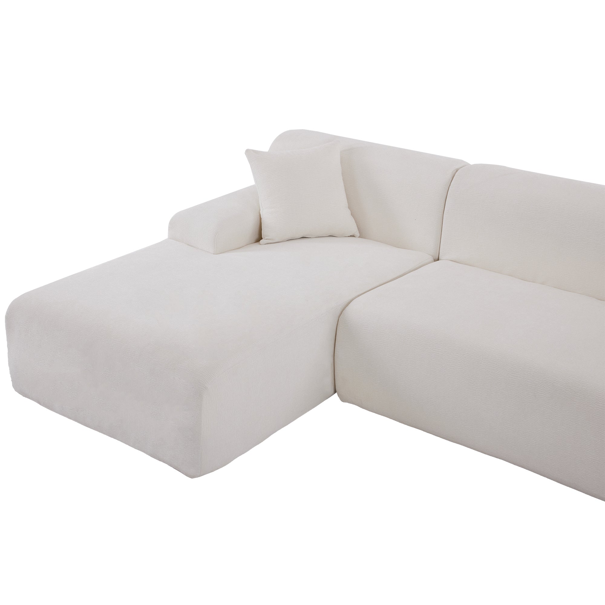 Modern Large L-Shape Modular Sectional Sofa 2  Piece Free Combination Simplified Style - Beige