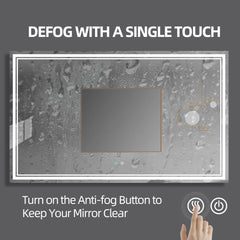 60x36 LED Mirror for Bathroom Adjustable 3 Color, Dimmable Vanity Mirror with Lights, Anti-Fog, Touch Control Wall Mounted Bathroom Mirror - Vertical