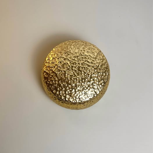 Gold Round Decorative Box with Lid, Textured Finish, Elegant Storage Container