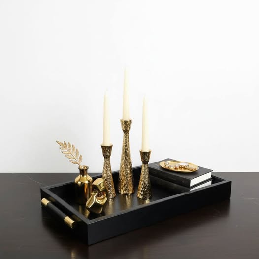 Elegant Black and Gold Tray 15" long