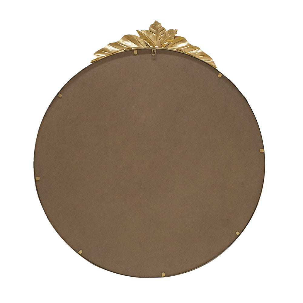 Large Round Wall Mirror with Gold Metal Frame - Gold
