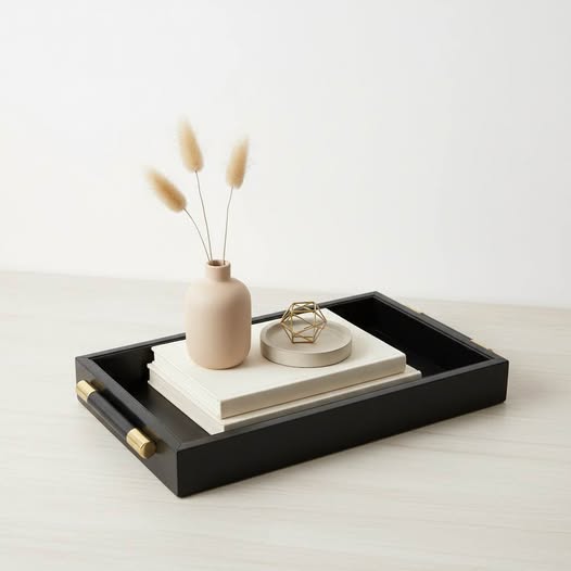 Elegant Black and Gold Tray 15" long