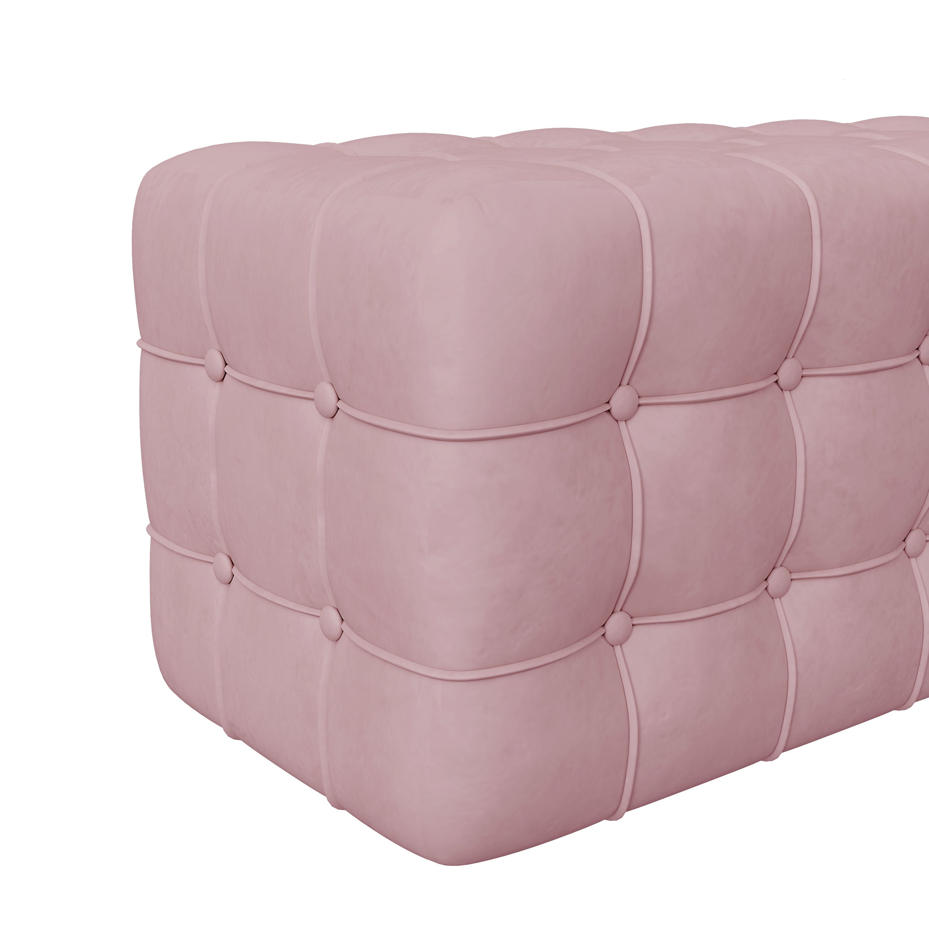 Velvet Upholstered Ottoman, Rectangular Footstool, No Assembly Required, Elegant and Luxurious Pink
