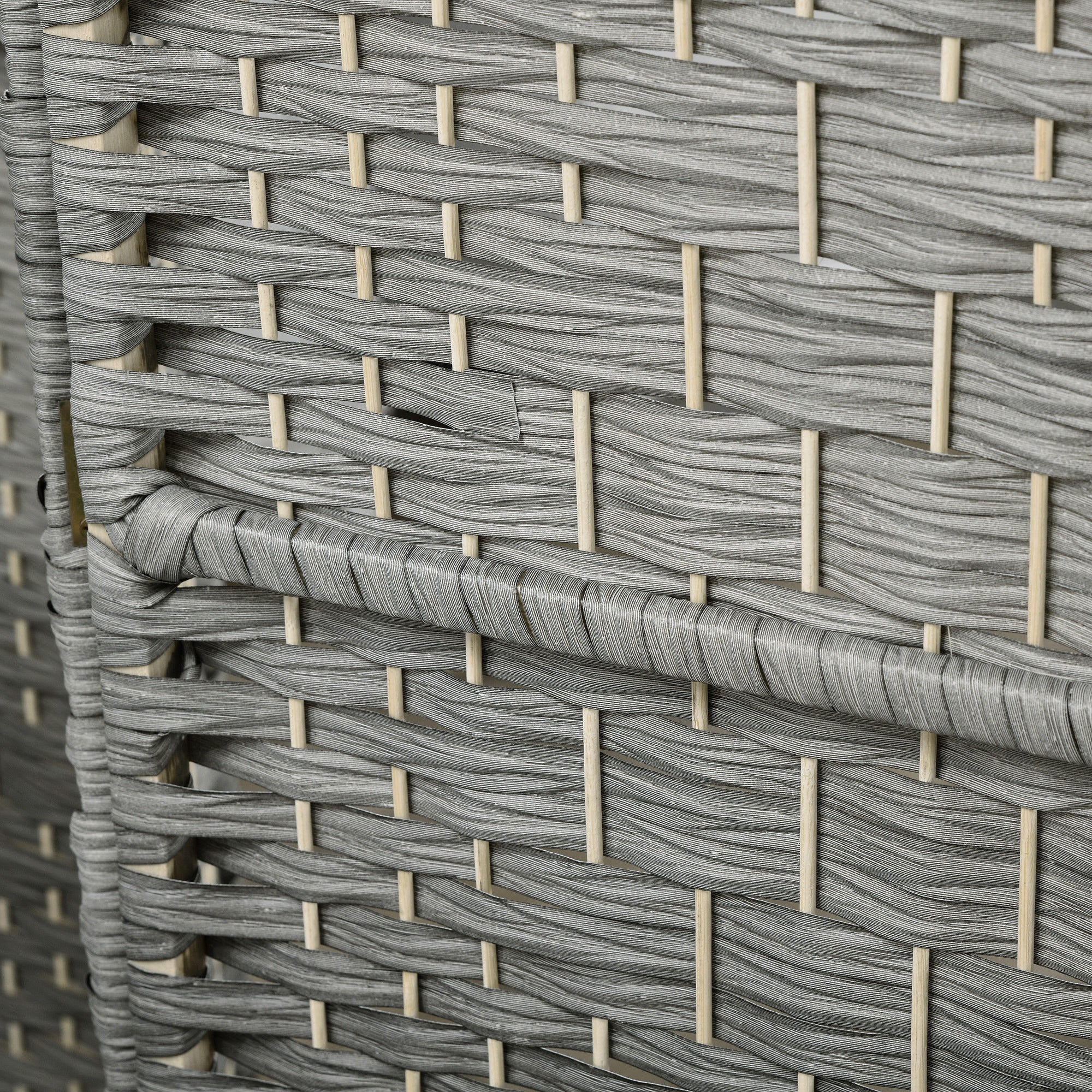 6 Panel Room Divider, 6' Tall Folding Privacy Screen, Hand-Woven Freestanding Wall Partition for Home Office, Bedroom, Mixed Gray