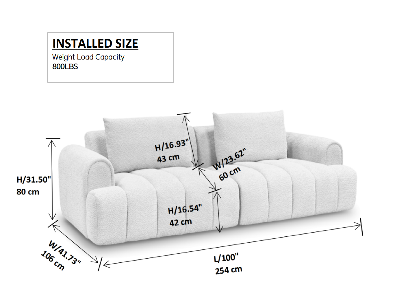 Modern Sectional Sofa, 4-Seater, Granular Fleece Velvet -Beige