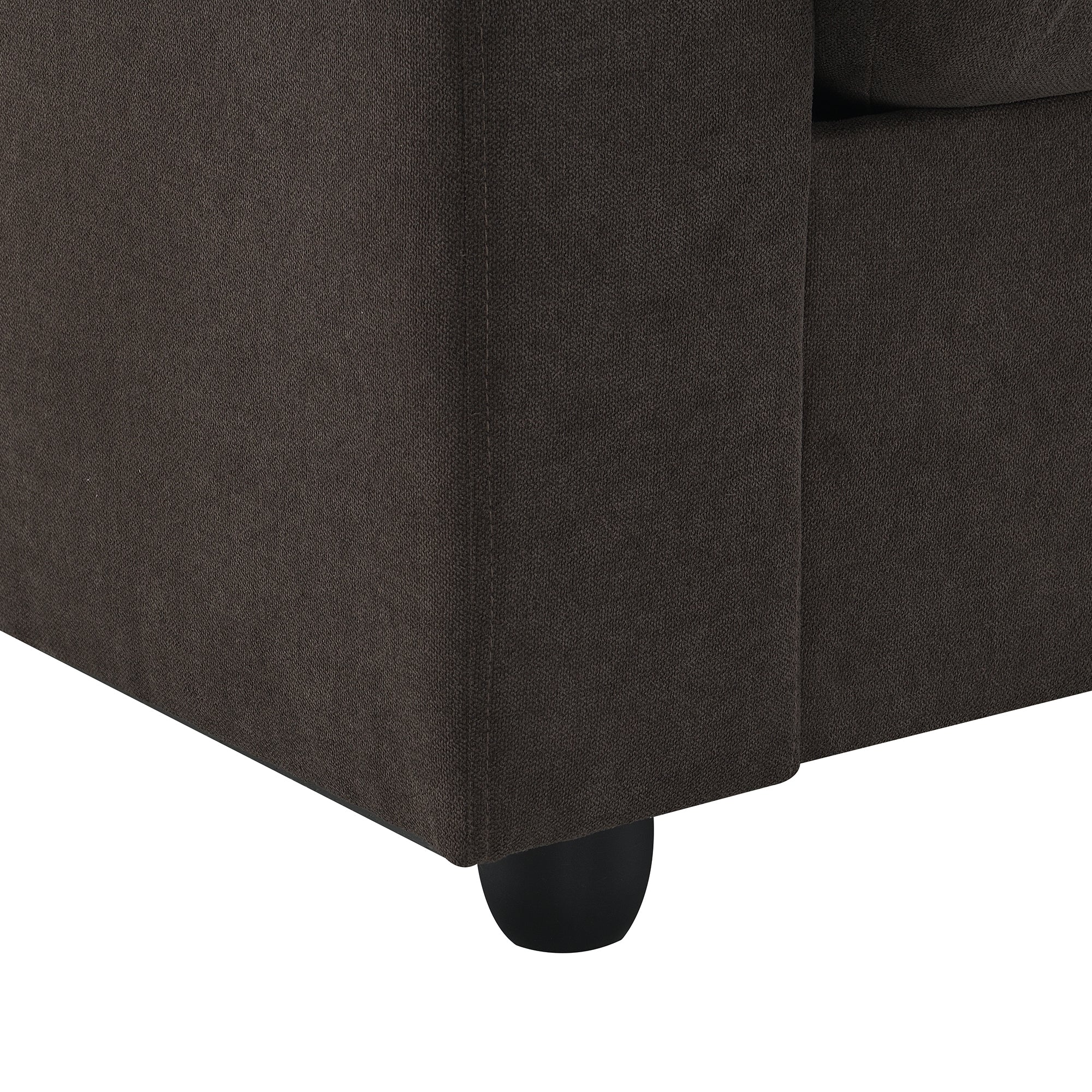 100.4x64.6" Modern Sectional Sofa, L-Shaped Couch Set With 2 Free Pillows, 4-Seat Polyester Fabric Couch Set With Convertible Ottoman - Dark Brown