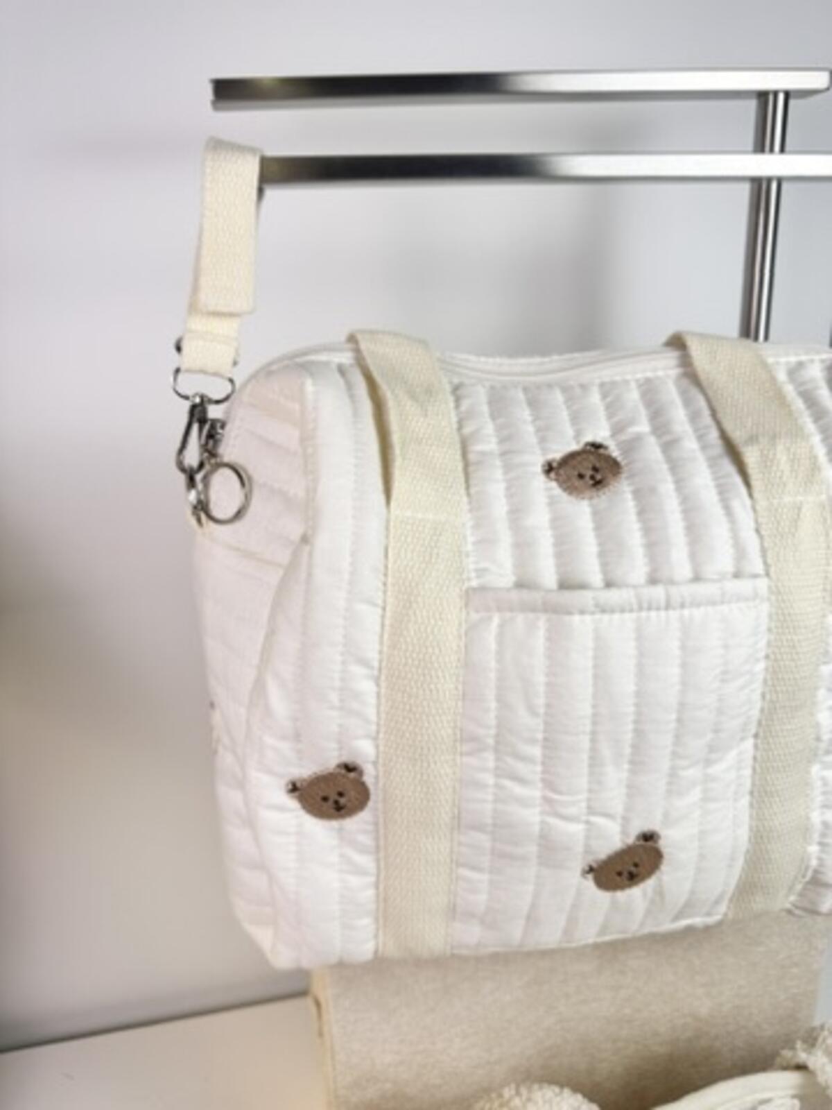Set of 2 Stroller Bag and Caddy Diaper Bag for Baby Essentials - Cream