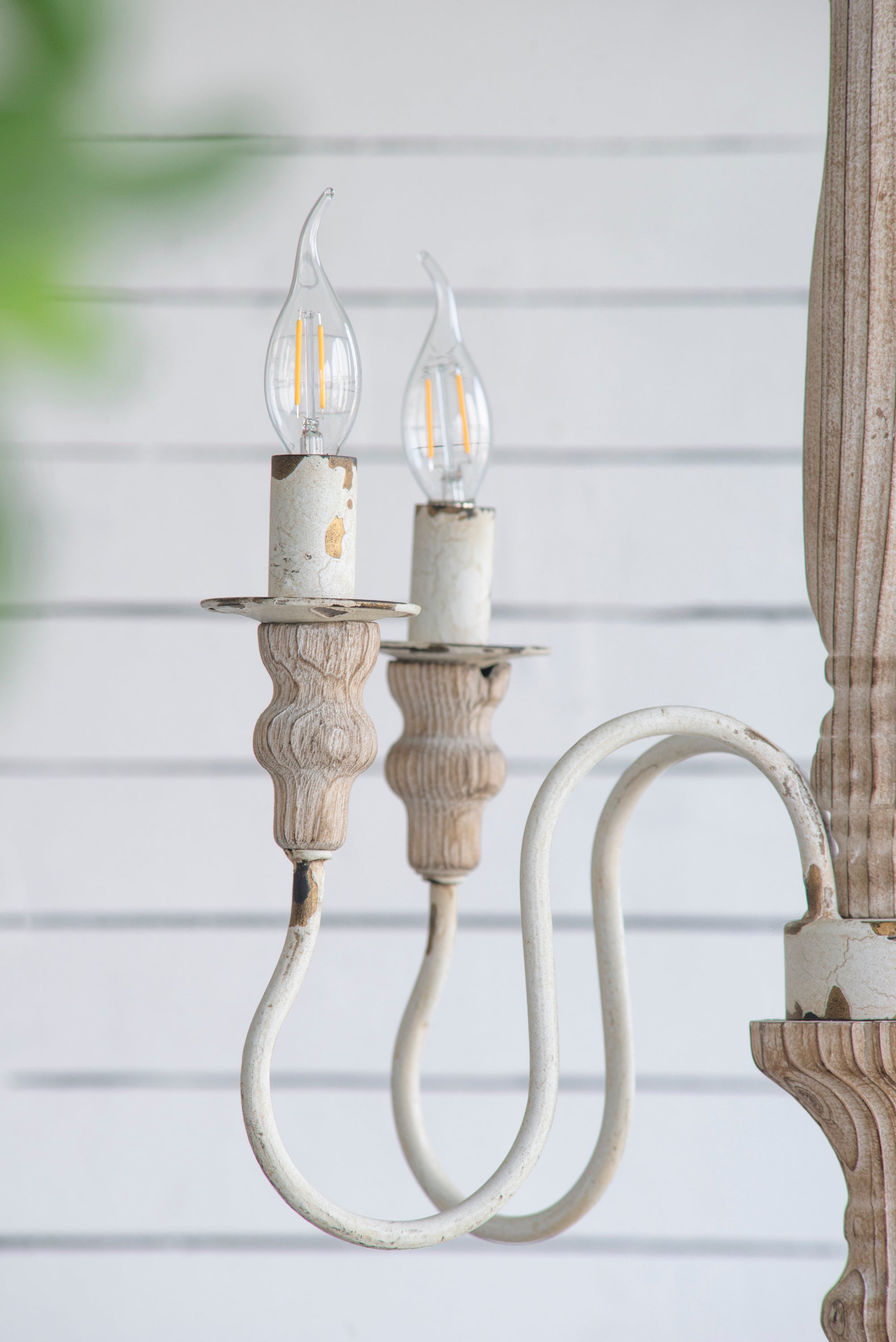 4-Light Rustic Style Chandelier, Hanging Light Fixture with Adjustable Chain - Cream White