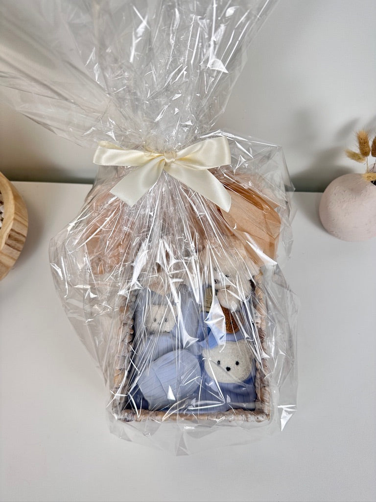 LUXURY BABY GIFT BAG - Cream/ Blue - Set of 7