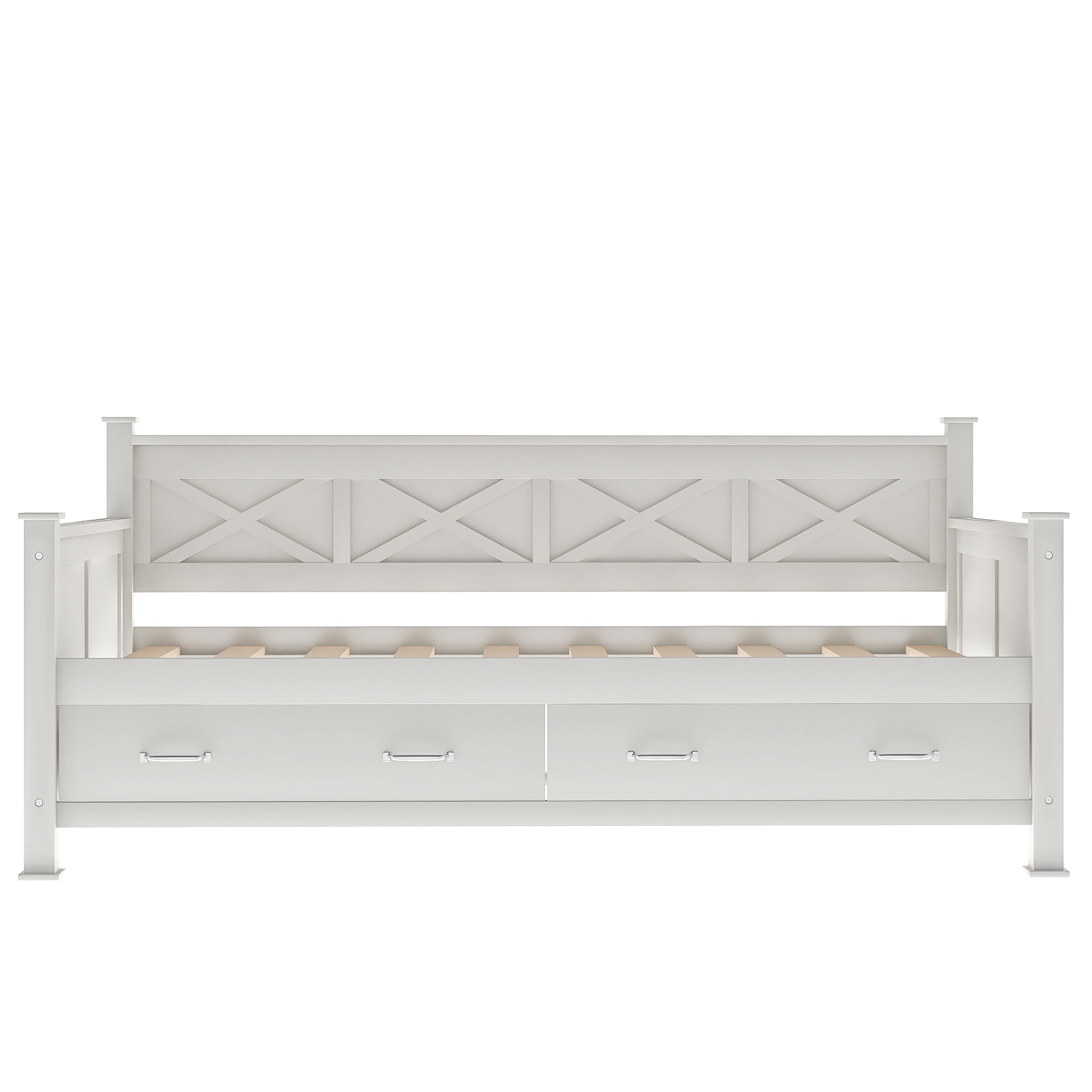 Twin Size Wooden Modern and Rustic Casual Style Daybed - Cream White