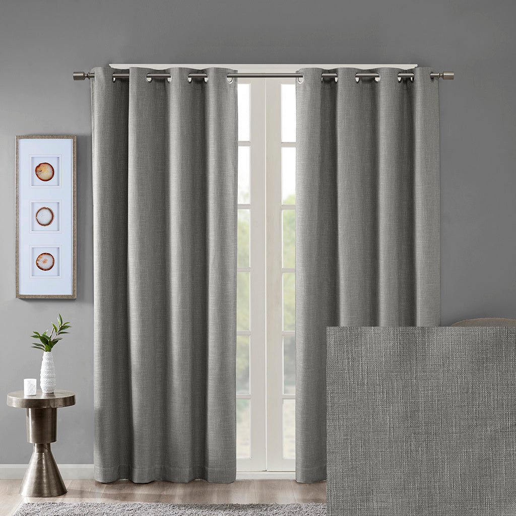 50x84" Printed Heathered Blackout Grommet Top Curtain Panel - Grey