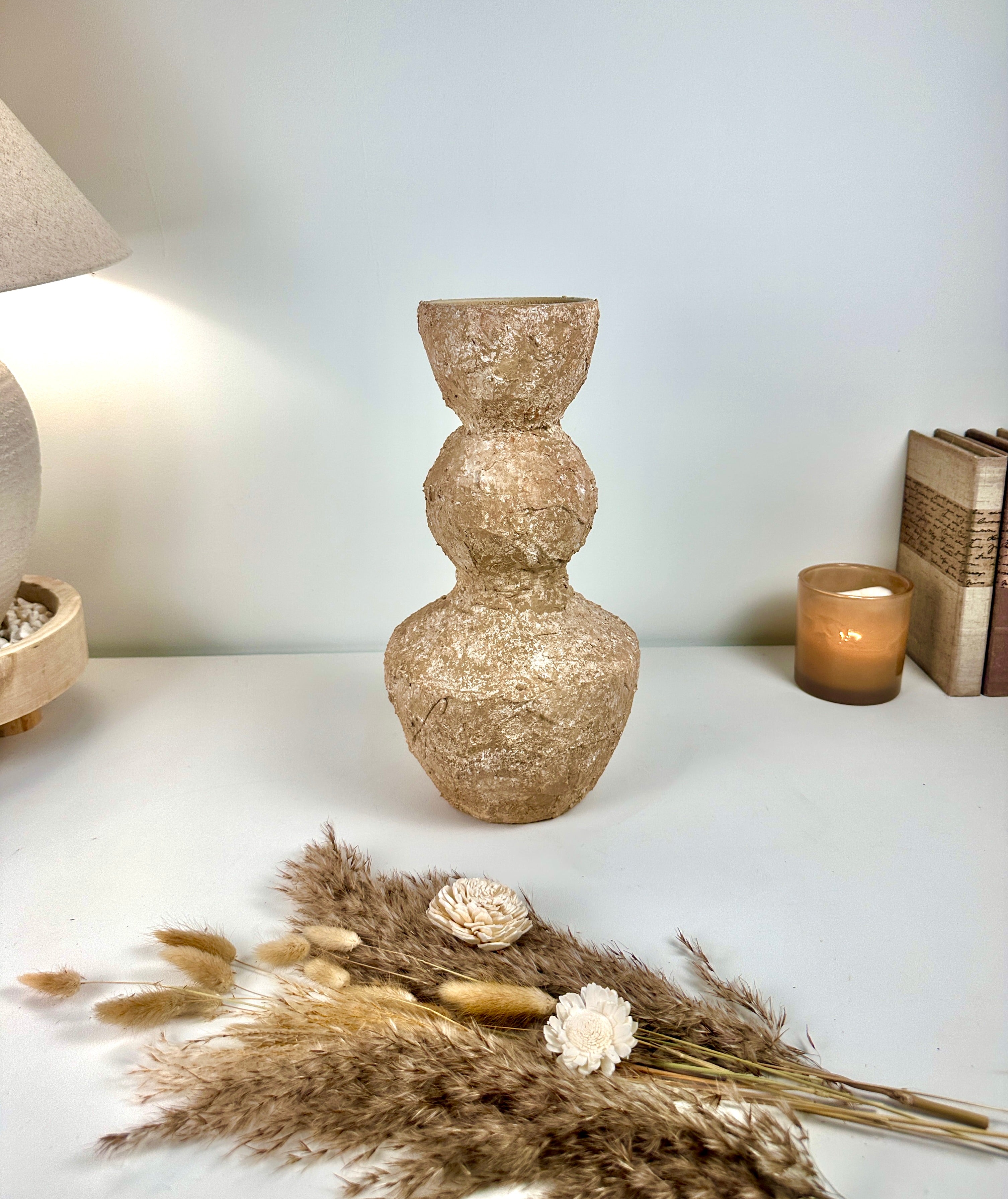 Minimalist Distressed Brown Washed Vase 14"