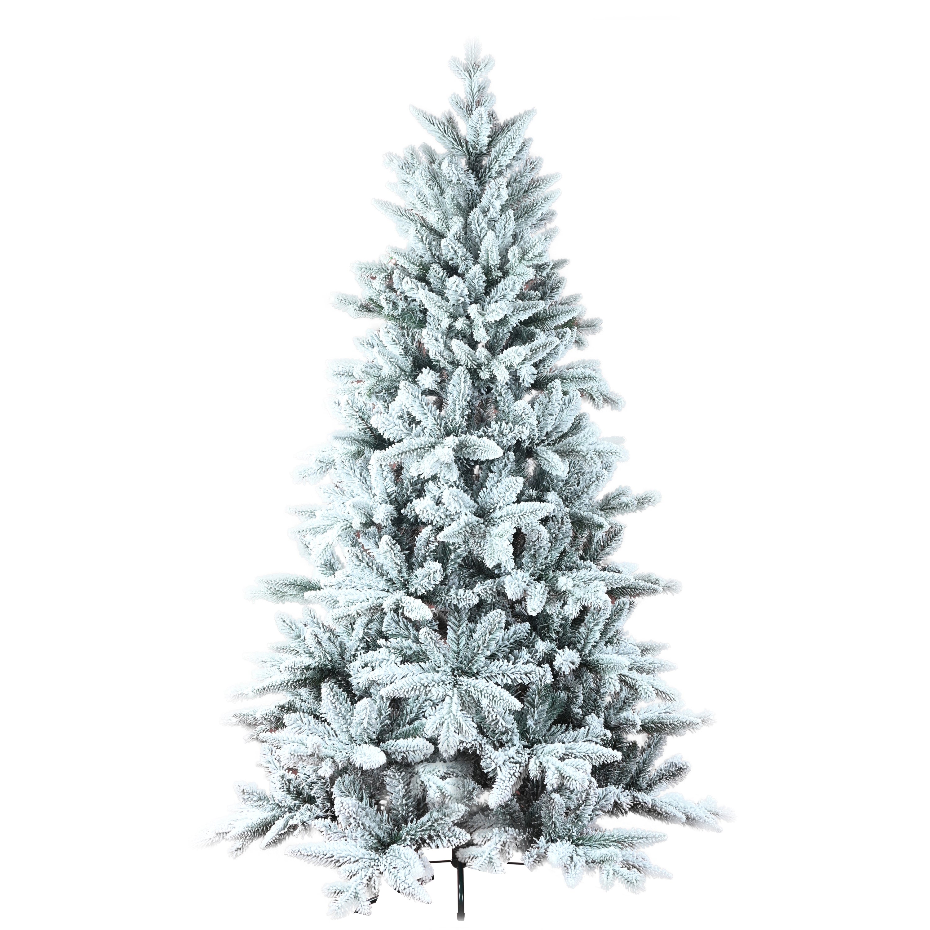 7FT PE/PVC Mixed Flocking Automatic Tree Environmentally Friendly Fireproof  Artificial Christmas Flocked Tree