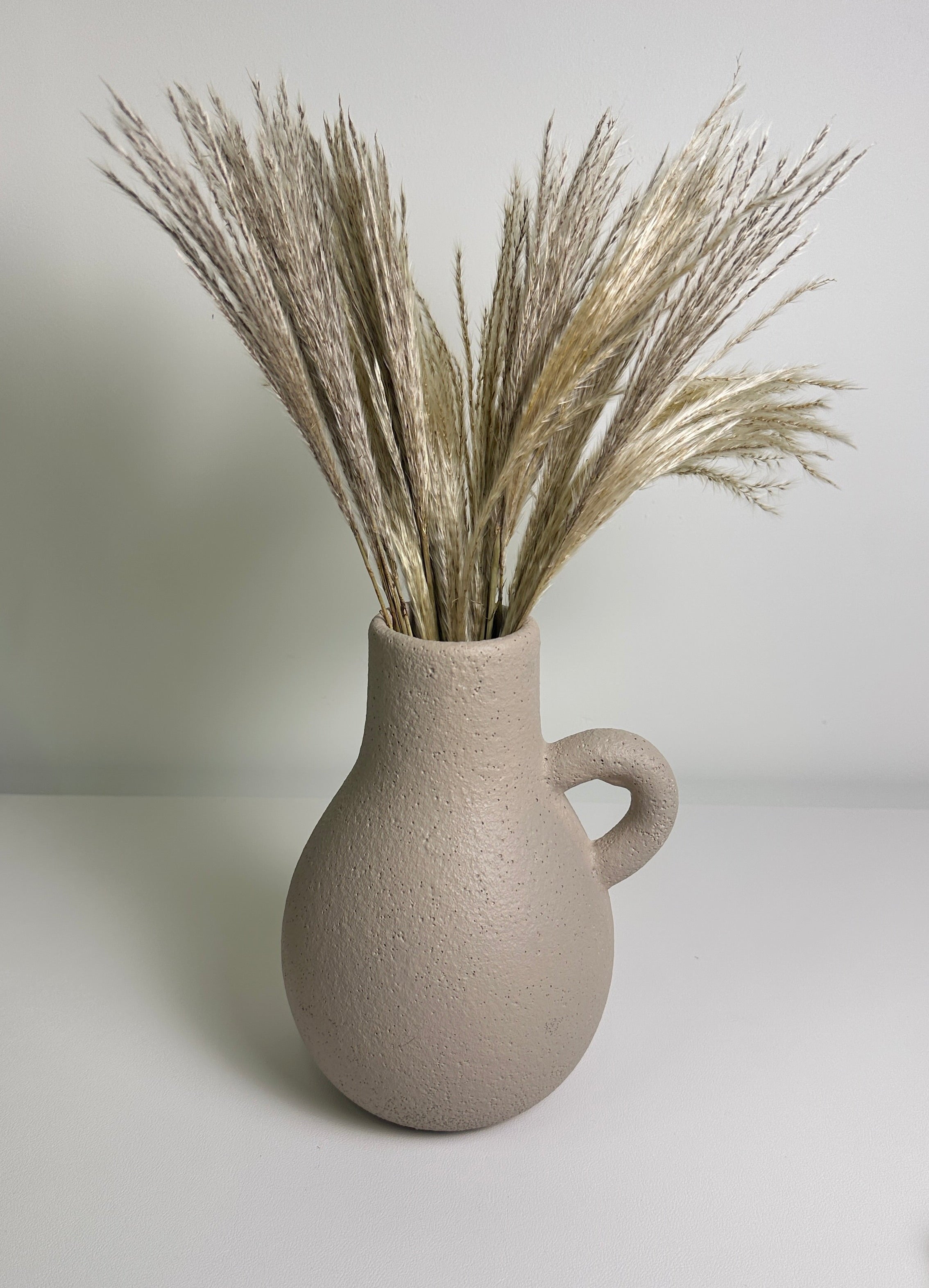Minimalist Vase with 1 handle Tan Matte 8.5"