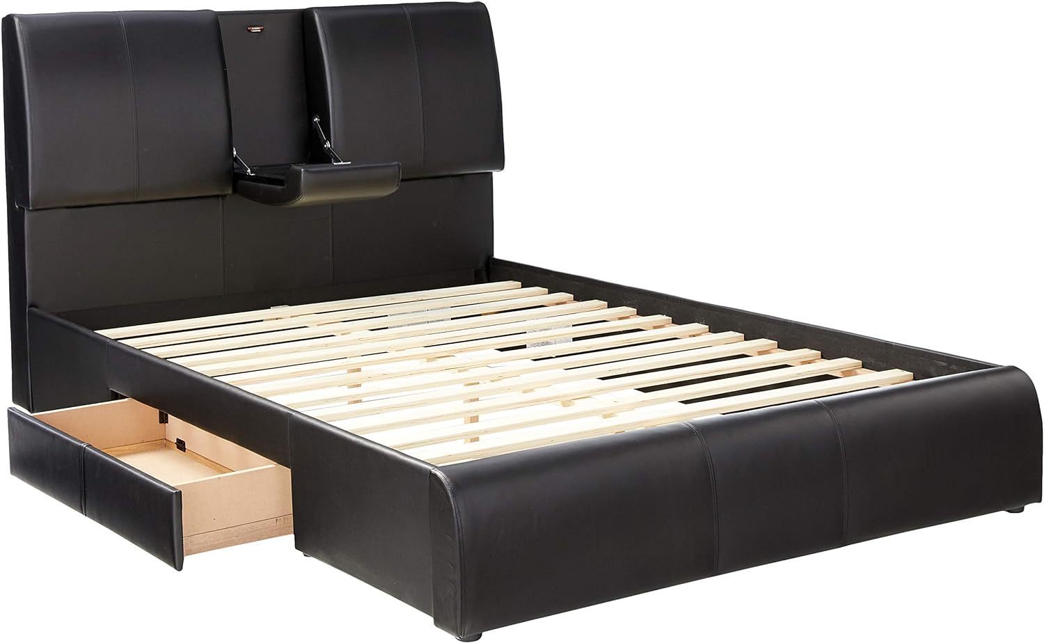 Modern Eastern King Bed - Black PU