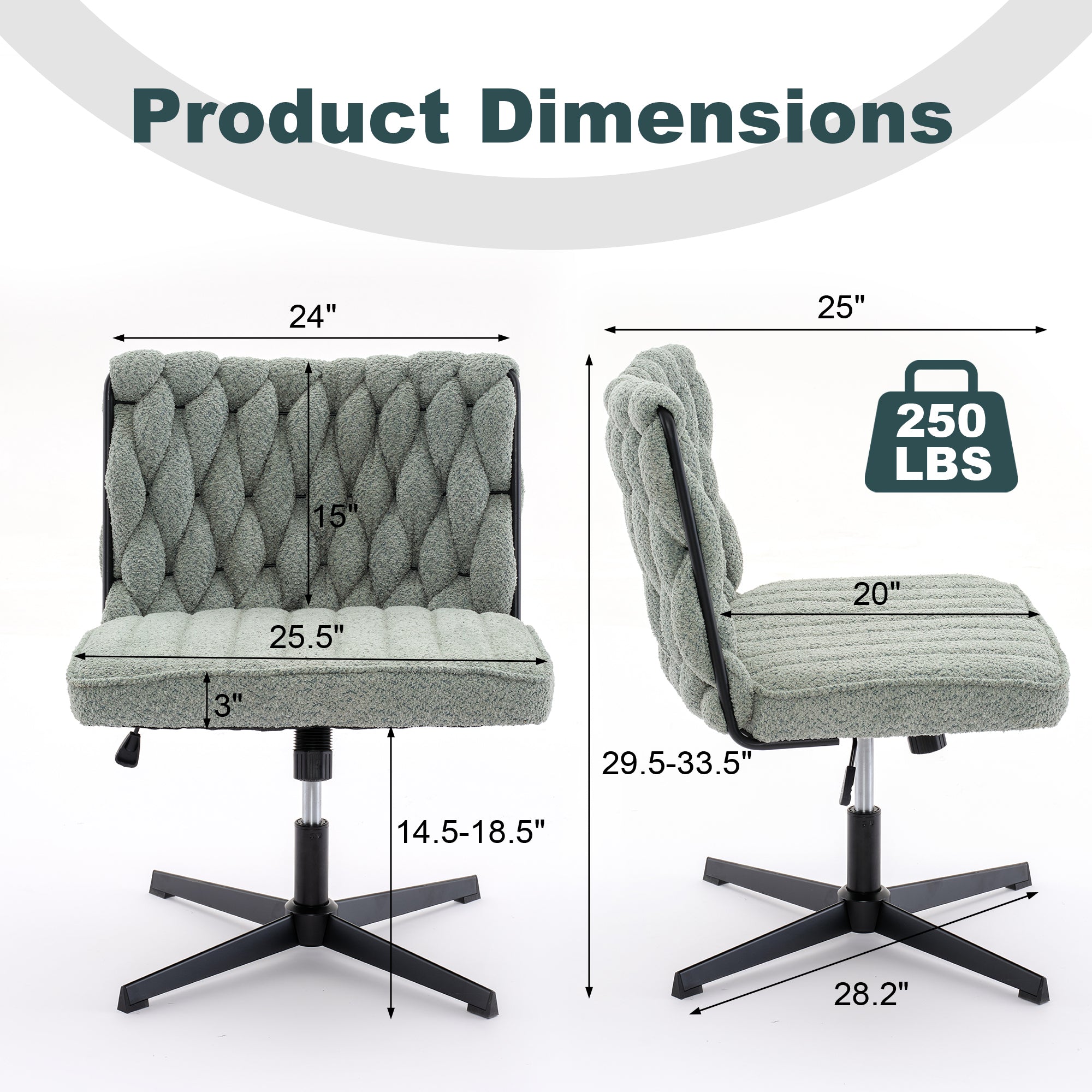 Armless Office Desk Chair No Wheels - Green