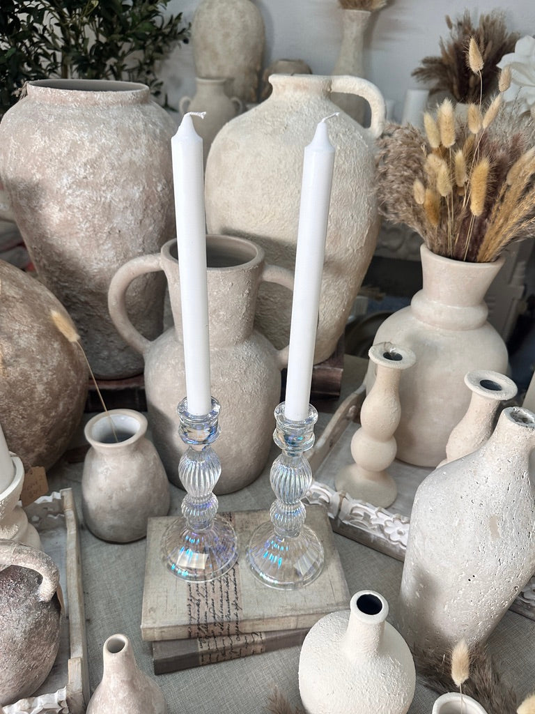 Elegant Iridescent Candle Holder Set of 2 - 10" tall