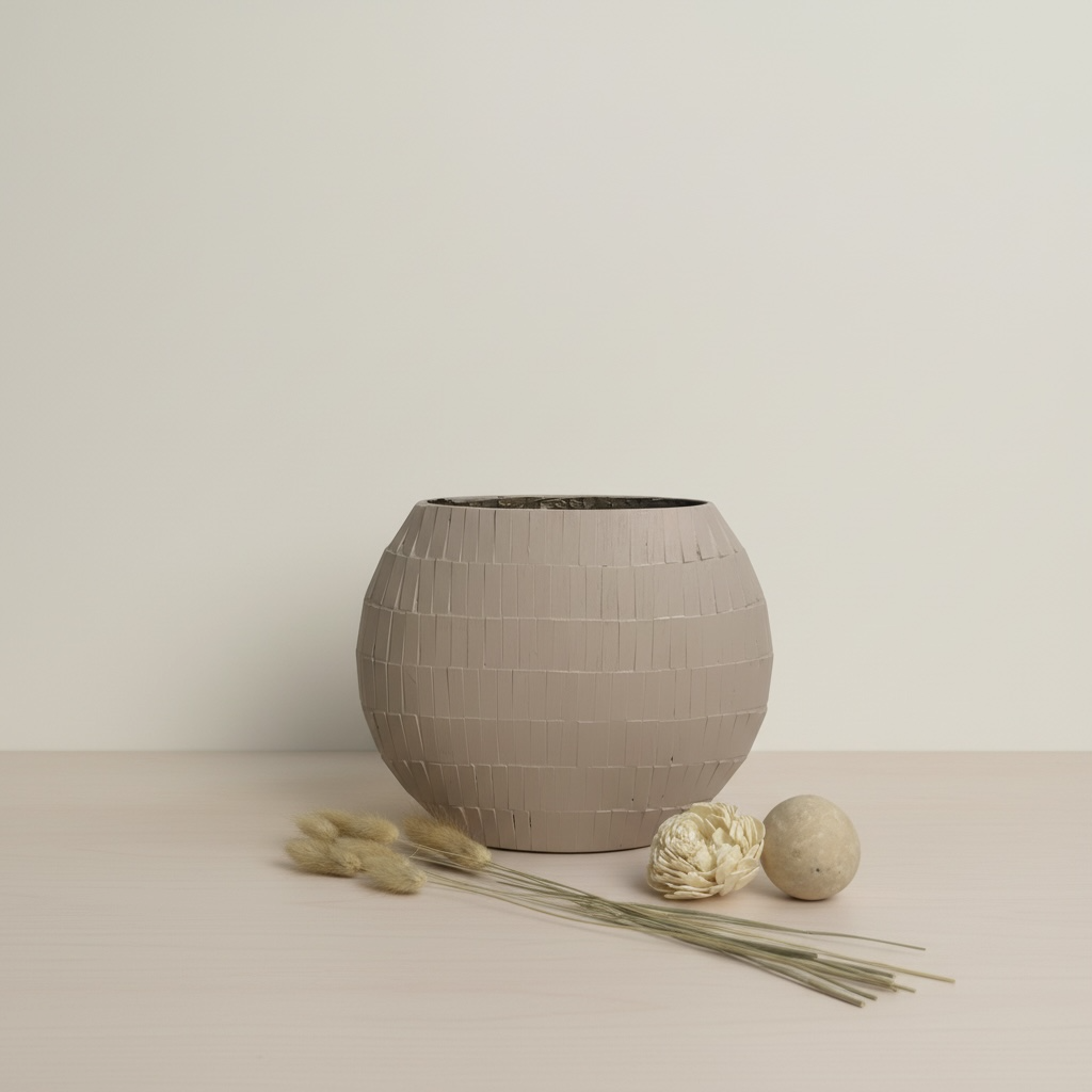 Mosaic Glass Vase 9", Tan Matte