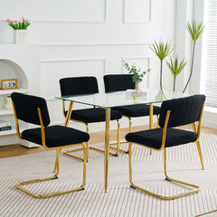Luxury Dining Black Chairs with Gold Metal Legs (Set of 4) - Black