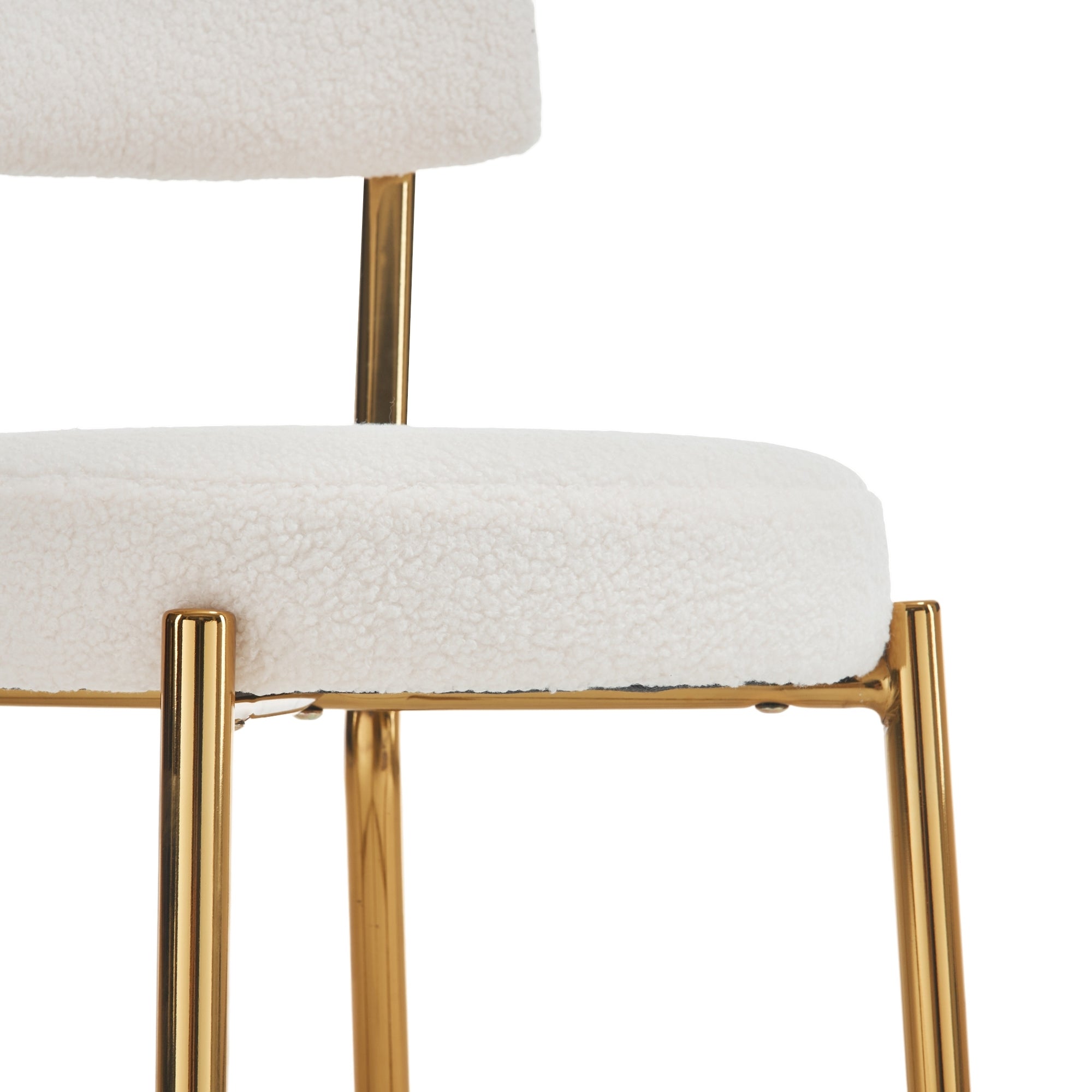 Set of 4 Modern Teddy Fabric Upholstered Bar Stools, Metal base high stool - Beige