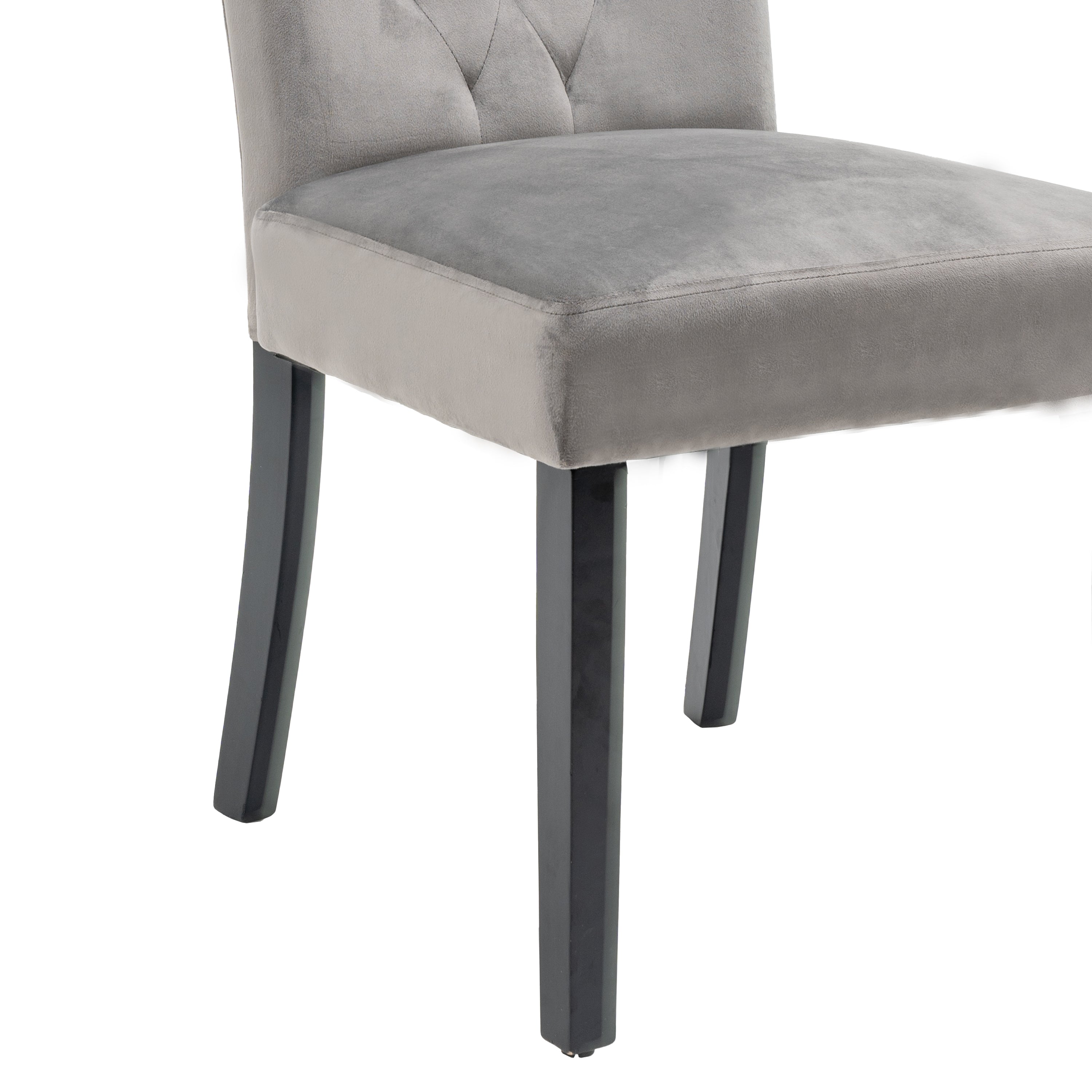Velvet Dining Chair Set Tufted Heigh Back with Solid Wood Frame Accent Chairs (Set of 2) - Gray