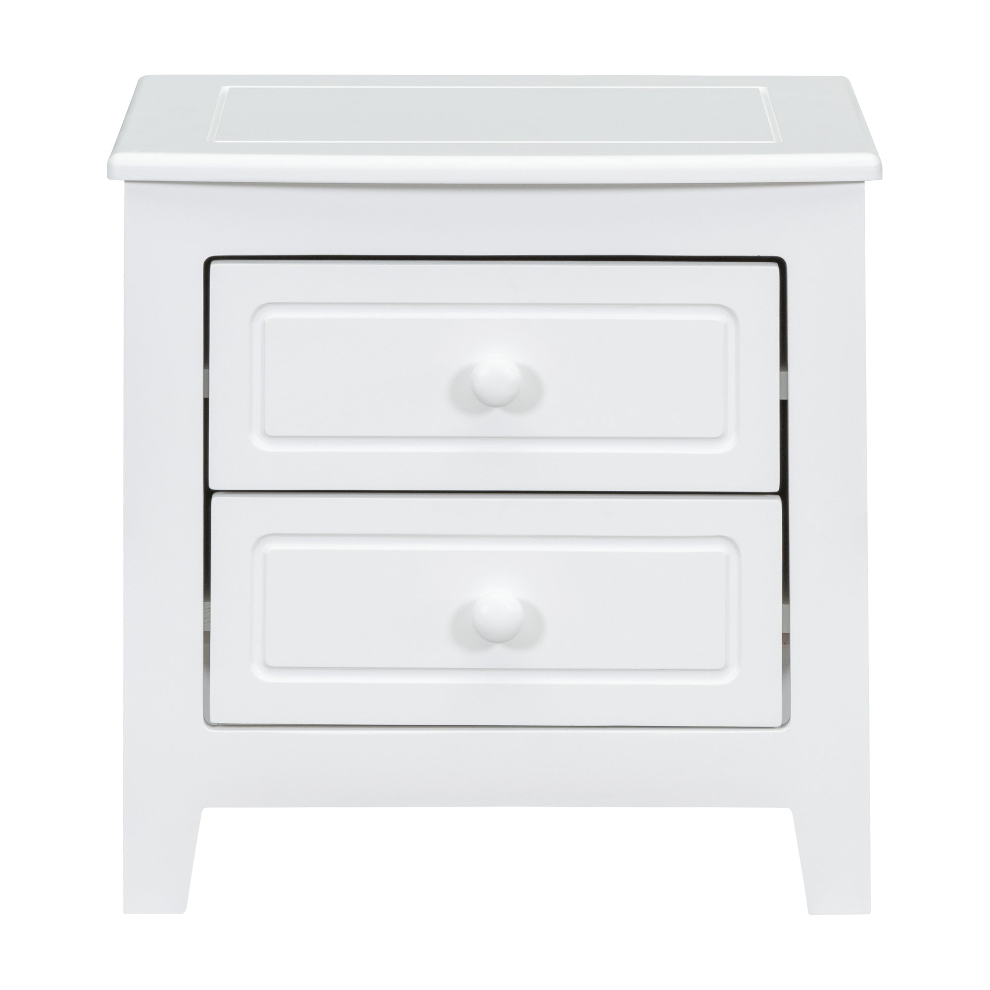 Mid Century Retro Bedside Table with Classic Design 2-Drawer Nightstand - White