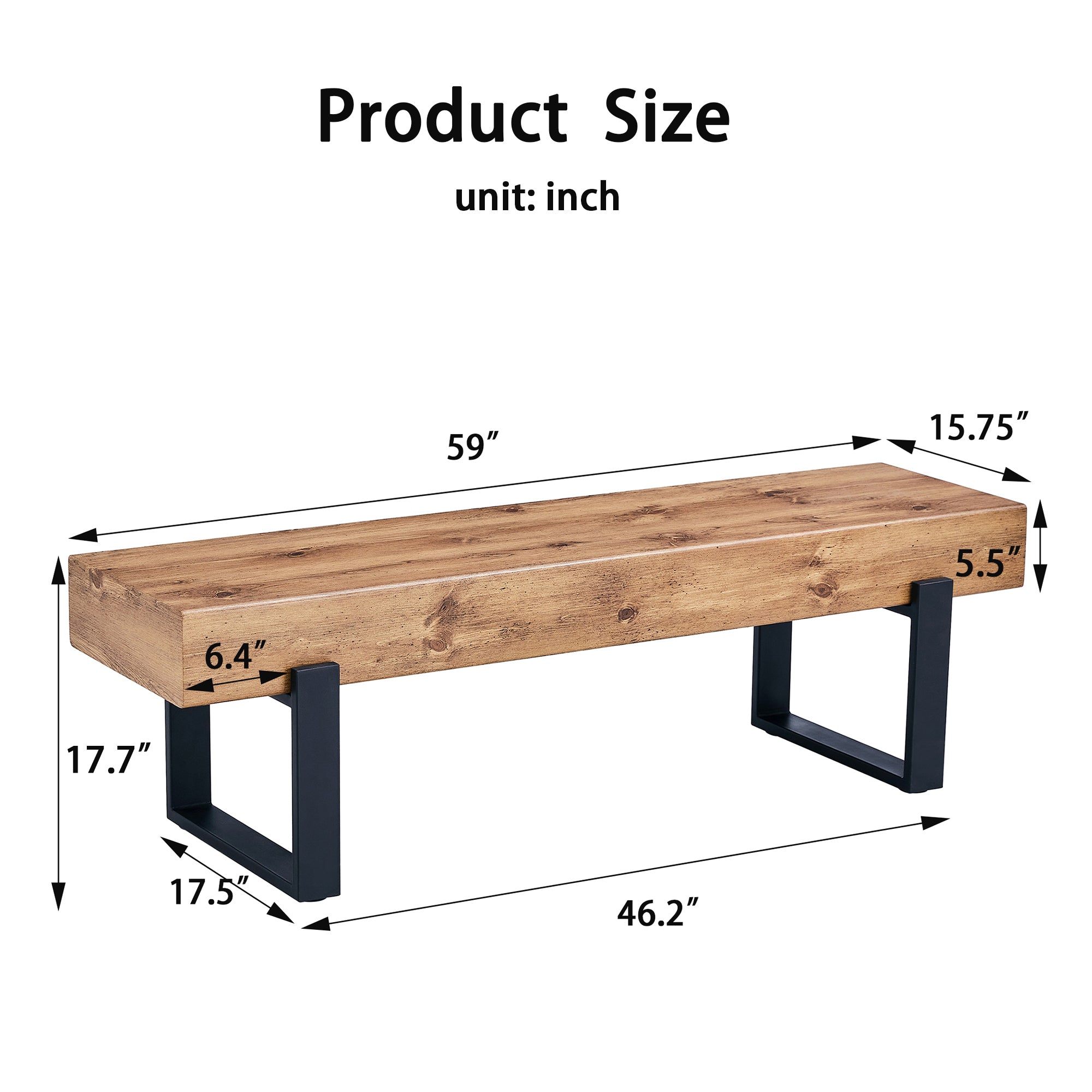 3-Piece Dining Table Set for 4 People, 59" Kitchen Table Set with 2 Bench, Dining Room Table with Heavy-Duty Frame, Easy Assembly - Natural Wood Wash