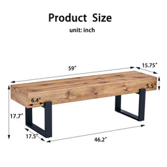 59" Dining Bench, Farmhouse Indoor Kitchen Table Benches, Bed Bench, Industrial Shoe Bench, Entryway Benches