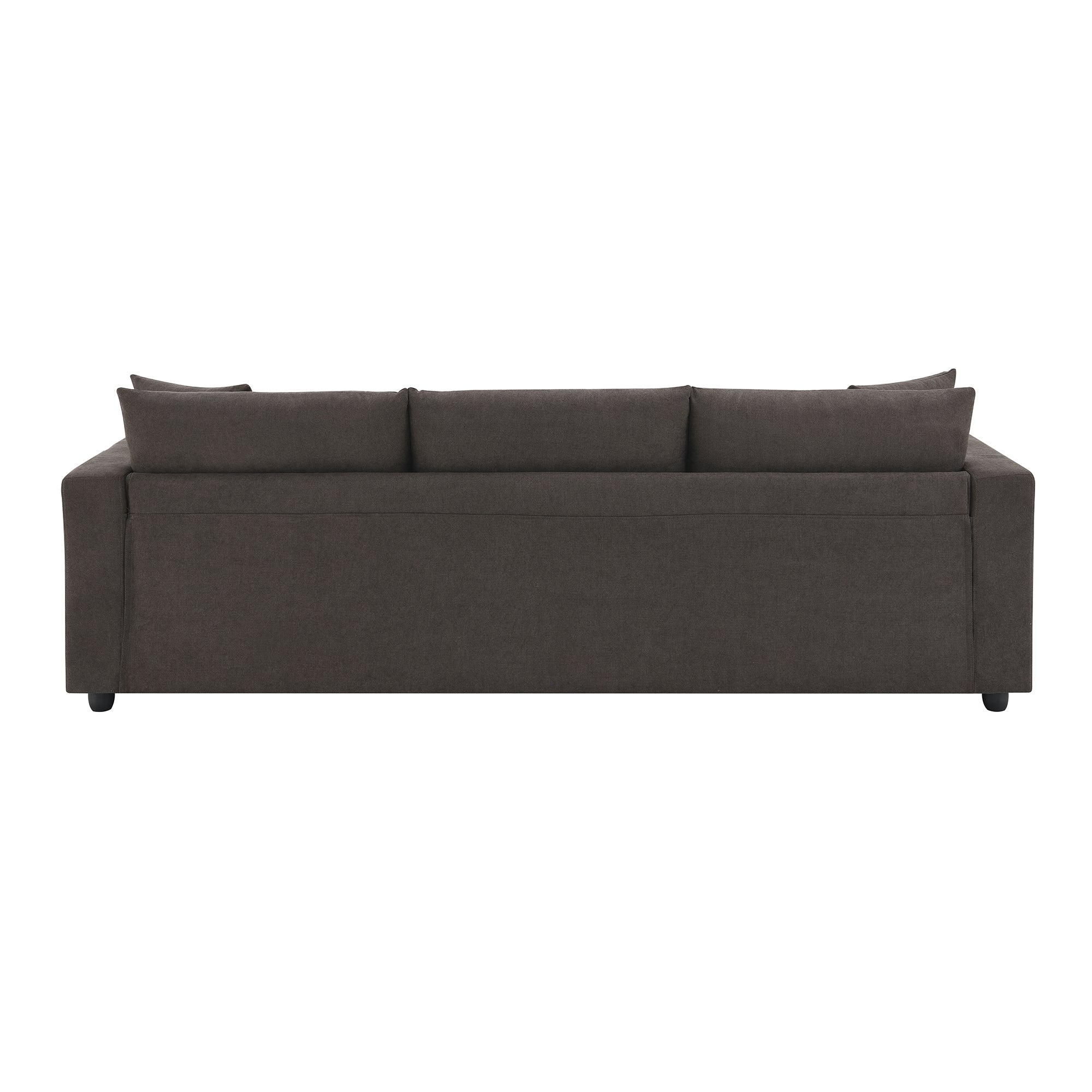 100.4x64.6" Modern Sectional Sofa, L-Shaped Couch Set With 2 Free Pillows, 4-Seat Polyester Fabric Couch Set With Convertible Ottoman - Dark Brown