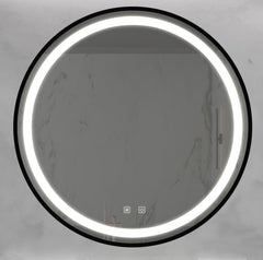 24inch Bathroom Led Classy Vanity Mirror with focused backplane,Black aluminum alloy frame,High Lumen,Dimmable Touch,Wall Switch Control, Anti-Fog ,CRI 95 Adjustable 3000K-4500K-6000K ,IP54 Waterproof
